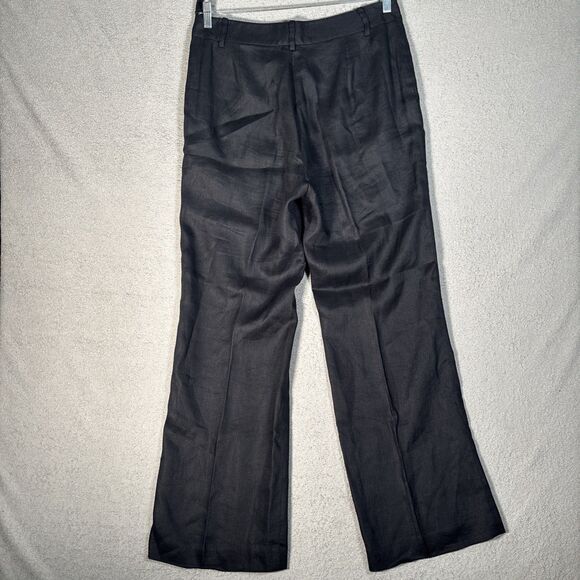 Lauren Ralph Lauren Women Size 12 100% Linen Dress Pants Navy Blue Pleated Front - Picture 7 of 10